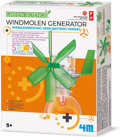 4M Wetenschap En Spel - Maak Licht Met Je Eigen Windmolen Generator - KidzLabs - Green Science - 8 Jaar