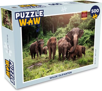 Puzzel Wilde olifanten - Legpuzzel - Puzzel 500 stukjes