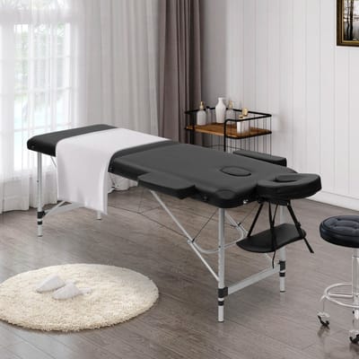 Seastone - Mobiele Aluminium Massagetafel - Zwart - behandeltafel - behandelbank – incl. opbergtas – opvouwbaar