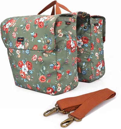 Fiets Dubbele Tassen - Bagage Drager - Winkel Ritjes - Waterdicht Canvas Materiaal - 33x12.5x30cm - Groen