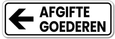 Bord afgifte goederen pijl links - Weerbestendig Aluminium - 40x15 cm - Bevestiging: Zonder bevestiging (alleen het bord)