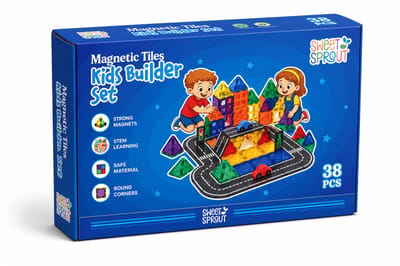 Magnetic tiles - 38 stuks - Racebaan - Magnetische tegels - Speelgoed - Magneet tegels - Montessori - Bouwstenen - Travel set - Constructiespeelgoed