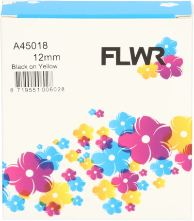 FLWR - Printetiket / 45018 / Zwart op Geel - Geschikt voor Dymo
