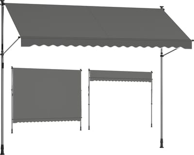 SONGMICS - Zonnescherm - Balkon Zonnescherm met Handmatige Bediening - Hoogte Verstelbaar - Voor Balkon Terras Tuin