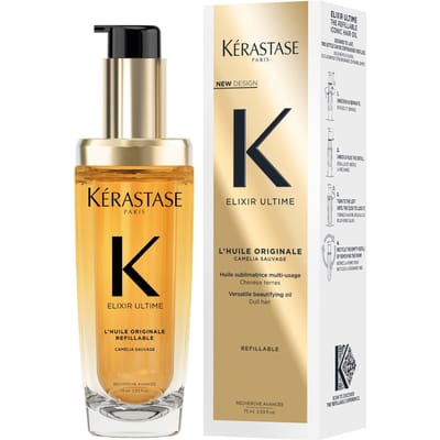 Kérastase Elixir Ultime L'Huile Originale Navulbaar - Voedende Multifunctionele Haarolie - Hittebeschermende Leave-in Behandeling - Met Camelia & Arganolie, Voor Alle Haartypes - 75ml
