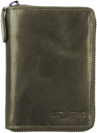 GREENBURRY Leren portemonnee Newport Zip Around Wallet British Green olijfgroen
