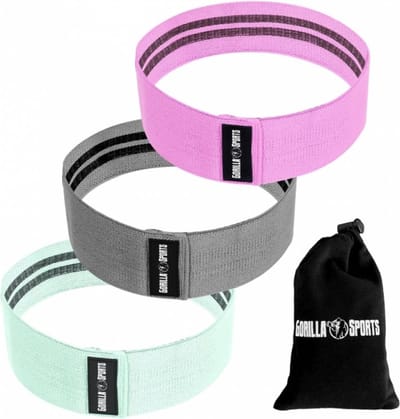 Gorilla Sports Weerstandsbanden - Set van 3 - Fitnessbanden - Incl. draagtas