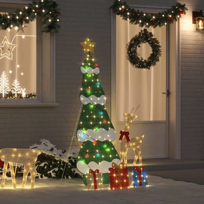 vidaXL - Verlichte - Kerstboom - met - 3 - Geschenkdozen - 2D - Warm - Wit - Meerkleurig