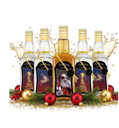 Bimberek Daniels - Decoratieve Glazen Fles - 500ml - Premium Sierfles - Kerstontwerp
