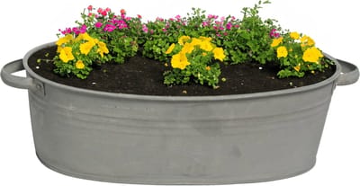 Mega Collections Teil/plantenpot/bloempot Farmer - ovaal - zink - donkergrijs - L33 x D23 X H14 cm