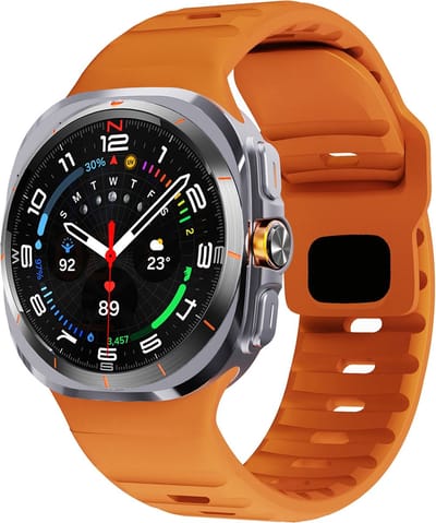 By Qubix - smartwatch bandje - Compatible Samsung bandje - Wave siliconen bandje - Oranje - Geschikt voor Samsung Galaxy Watch Ultra / Ultra 2 - 47mm