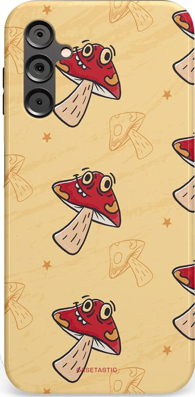 Casetastic Hoesje Geschikt voor Samsung A14 (5G/4G) - Stijlvolle Beschermende Duo-layer Case - Vrolijke Paddestoel
