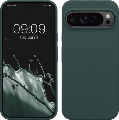 kwmobile telefoonhoesje geschikt voor Google Pixel 9 Pro XL - Hoesje met siliconen coating - Smartphone case in blauwgroen