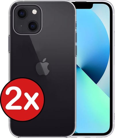 Hoesje - 2 Stuks - Geschikt voor Apple iPhone 13 Mini - Sterk & Shockproof - Telefoonhoes - Back Cover - Case Siliconen - Telefoon Hoes - Transparant