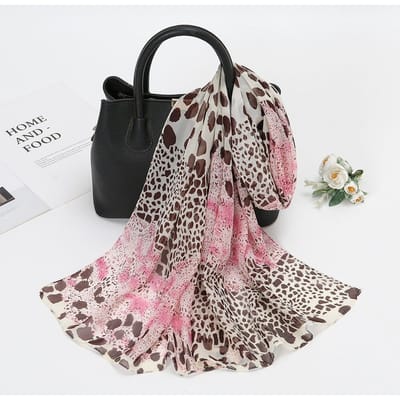 Sjaal met luipaardprint Chiffon Lange damessjaal Veelzijdige decoratie Nekbeschermingssjaal Cadeau 150*40CM