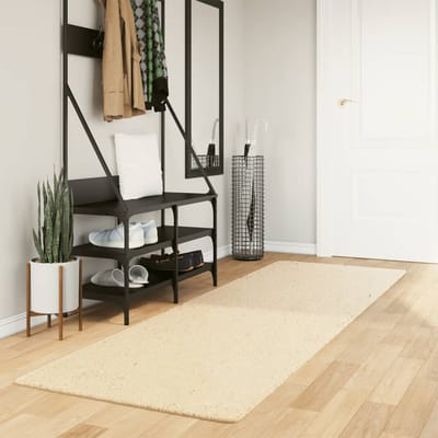 vidaXL - Vloerkleed - HUARTE - laagpolig - zacht - wasbaar - 80x250 - cm - crème