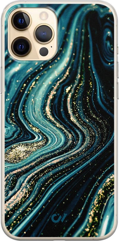 Hoesje geschikt voor Apple iPhone 12 - Blue Marble Waves - - Blauw - Apple - Casevibes