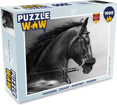 Puzzel Paarden - Zwart - Portret - Dieren - Legpuzzel - Puzzel 1000 stukjes volwassenen