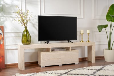 Asir - TV-standaard - Travertijn - 100% met melamine gecoat spaanplaat - 41 x 189 x 13,5 cm