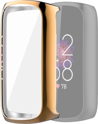 Screenprotector watch case - hoesje - geschikt voor Fitbit Luxe - rosegoud