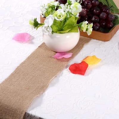 Dailygoody - Jute Lint Rol - Natuurlijke Tafelloper - Perfect voor Bruiloften - 10x200cm - Ambachtelijke DIY Projecten - Kerstdecoratie