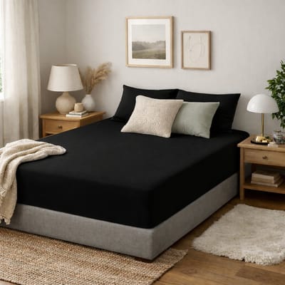Saphira COMFORT Jersey Hoeslaken – Zwart – 90x200 cm – 30 cm Matrashoogte – 100% Katoen – 360° Elastiek Rondom – Glad & Rekbaar