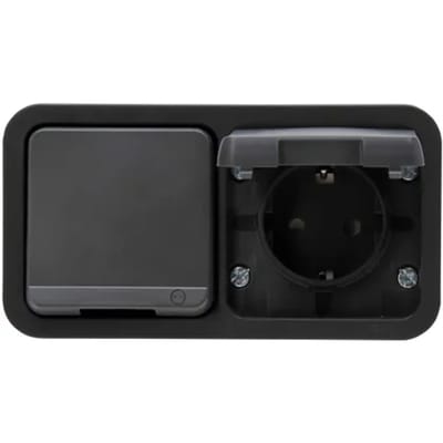 Kopp Stopcontact Maris - 2-voudig Geaard Opbouw Spatwaterdicht - Antraciet