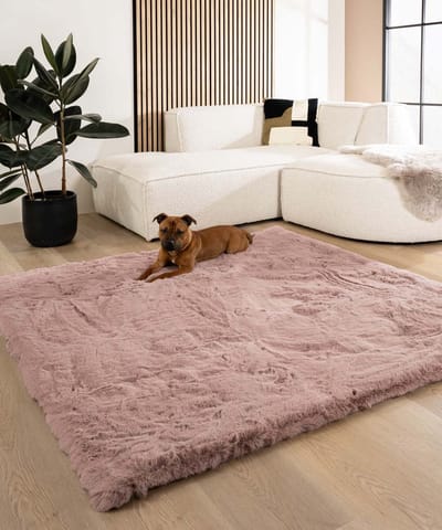 Fluffy vloerkleed vierkant - Comfy Deluxe roze 100x100