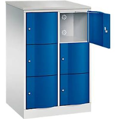 C+P Resisto lockerkast, 2 vakken, 6 vakken, B 772 x D 640 x H 1255 mm, lichtgrijs/ gentiaanblauw