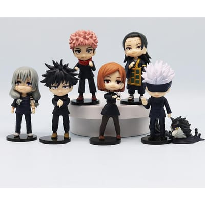 7 Stuks/Pak Q Posket Jujutsu Kaisen 9cm Figuur Satoru Gojo Itadori Yuji Geto Suguru Nobara Megumi Collectie Karaktersieraden gray