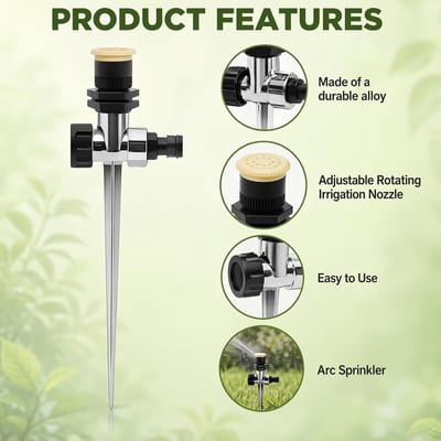 Dubbele verpakking van 2 metalen gazonsproeiers voor tuinirrigatie, automatische tuinsproeier met 360 graden dekking voor optimale waterverdeling en gazonverzorging