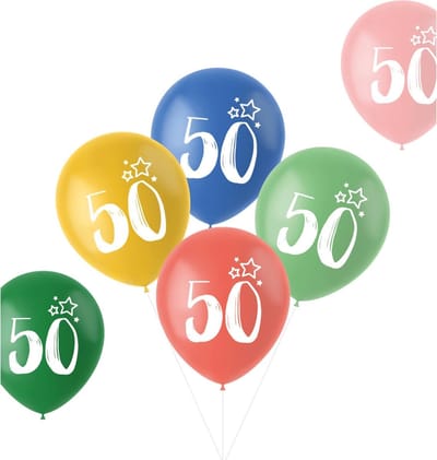 Folat - ballonnen Retro 50 Jaar Meerkleurig 33 cm - 6 stuks