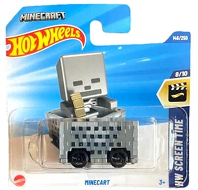 HOT WHEEL MINECART SCREEN TIME MINECRAFT ZILVER 1:64 146/250 HW SCREEN TIME 8/10 SHORT CARD 2025