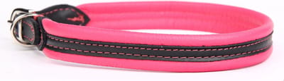 Dog's Companion Leren Halsband - Lengte: 55 cm Verstelbaar van 49-52 cm x 20 mm - soft/duo - Roze
