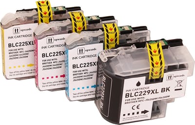 ABC huismerk Set 4x inkt cartridge geschikt voor Brother LC-229XL BK + LC-225XL CMY DCP-J5320DW MFC-J5620DW MFC-J5625DW MFC-J5720