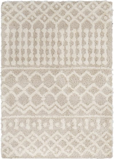 SURYA - NOUR Geometrisch Beige Zacht Hoogpolig Shaggy Tapijt