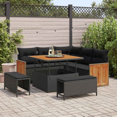 vidaXL - Tuinbank - Set - 8 - st - 8-Aantal - zitplaatsen - Zwart