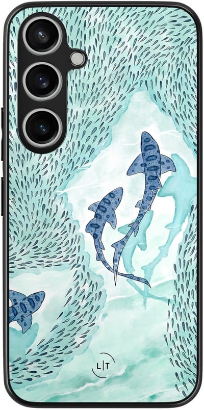 Leuke Telefoonhoesjes - Hoesje geschikt voor Samsung Galaxy A55 - Baby shark - Backcover zwart - Print / Illustratie - Blauw