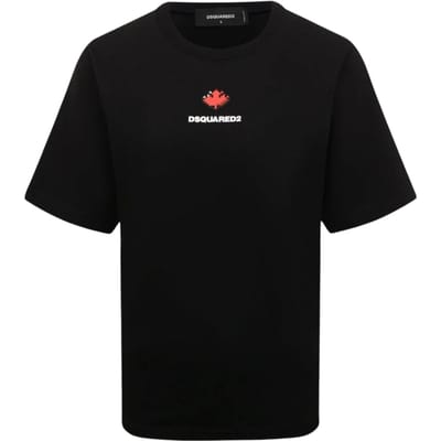 Dsquared2 Pixel Leaf Logo Print Crew Neck Zwart T-shirt