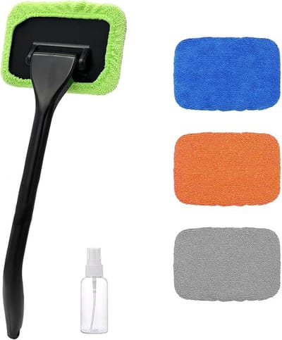 Microvezel ruitenreiniger met verlengbare steel - 4 wasbare doeken en spuitfles