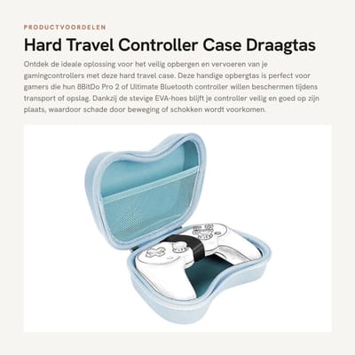 Dailygoods - Hard Travel Controller Case - Draagtas - Blauw - Beschermende Opbergtas - Geschikt voor 8BitDo Pro 2 en Ultimate Bluetooth controller