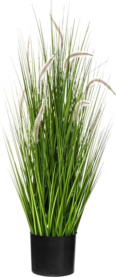 Atmosphera siergras kunstplant - grasplant sprieten/pluimen - donkergroen - H100 cm - in pot - pvc - kunstplanten binnen
