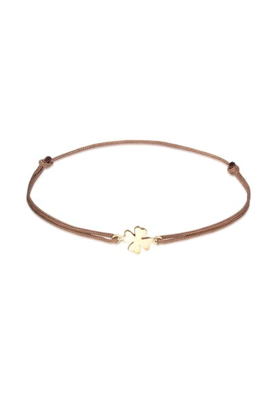 Elli - Armband - Dames Klaverblad Hanger Geluk met Nylon in 925 sterling zilver verguld - Dames