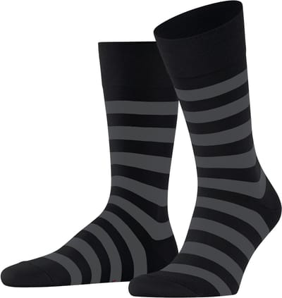 FALKE Sensitive Mapped Line met comfort tailleband katoen sokken heren zwart - maat 39-42