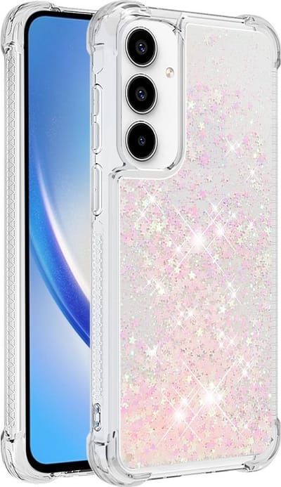 Coverup Hoesje - Geschikt voor Samsung Galaxy A55 Hoesje - Coverup Liquid Glitter Back Cover - Roze