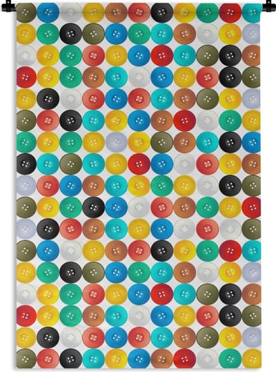 Wandkleed - Wanddoek - Knopen - Regenboog - Kleding - Design - 60x90 cm - Wandtapijt