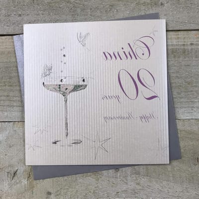 Jubileum Kaart - Handgemaakte Wenskaart - Verjaardag Vieren - Met Glitter en Diamanten - 16 cm - Wit