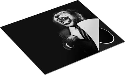 Chefcare Inductie Beschermer Leeuw in Pak - Leeuwenkop - Zwart Wit - 60x50 cm - Afdekplaat Inductie - Kookplaat Beschermer - Inductie Mat