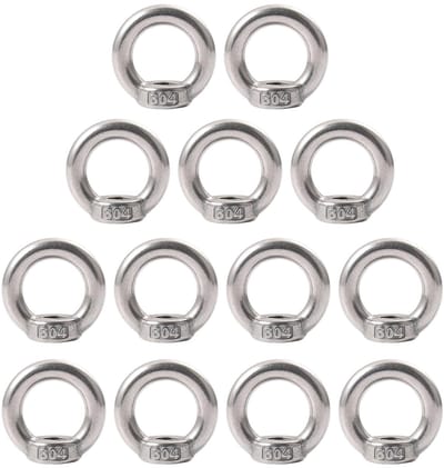 M8 ringmoeren set van 13 stuks, roestvrij staal, voor het bevestigen van hangdecoraties, bloempotten en schommels.