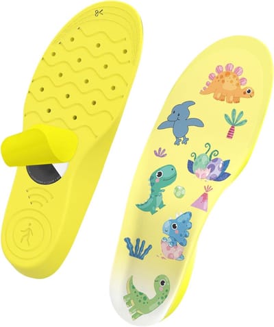 Inlegzolen voor AirTag Tracking, Comfortabele Cartoon Inlegzolen voor Kinderen, Veilig en Praktisch voor Schoenen, Geel, Geschikt voor Diverse Schoenmaten
